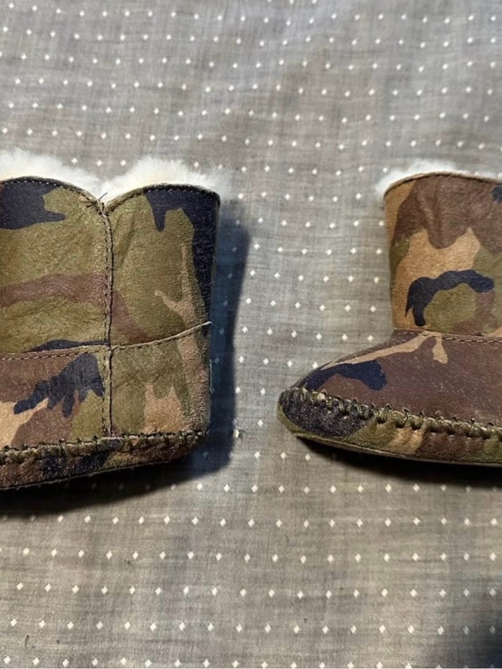 UGG Kids Camouflage Cozy Booties in Green and Brown